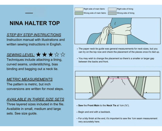 Nina Halter Linen Top - PDF Sewing Pattern