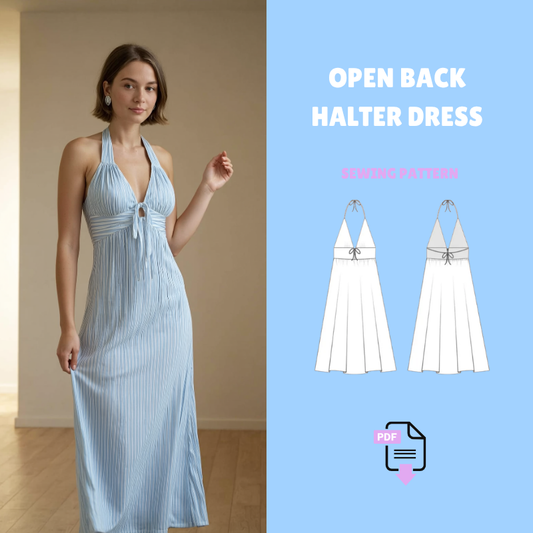 Open Back Halter Dress  - PDF Sewing Pattern