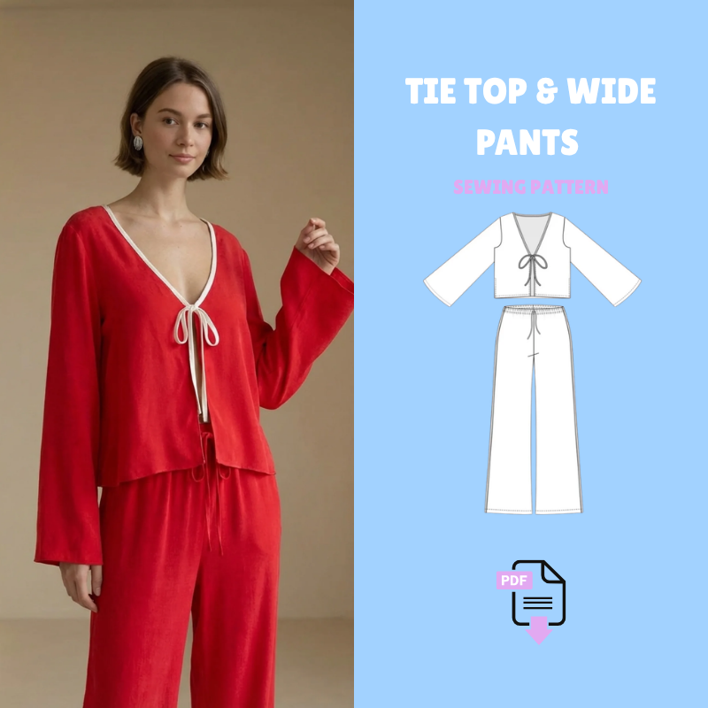 Tie Top & Wide Pants  - PDF Sewing Pattern