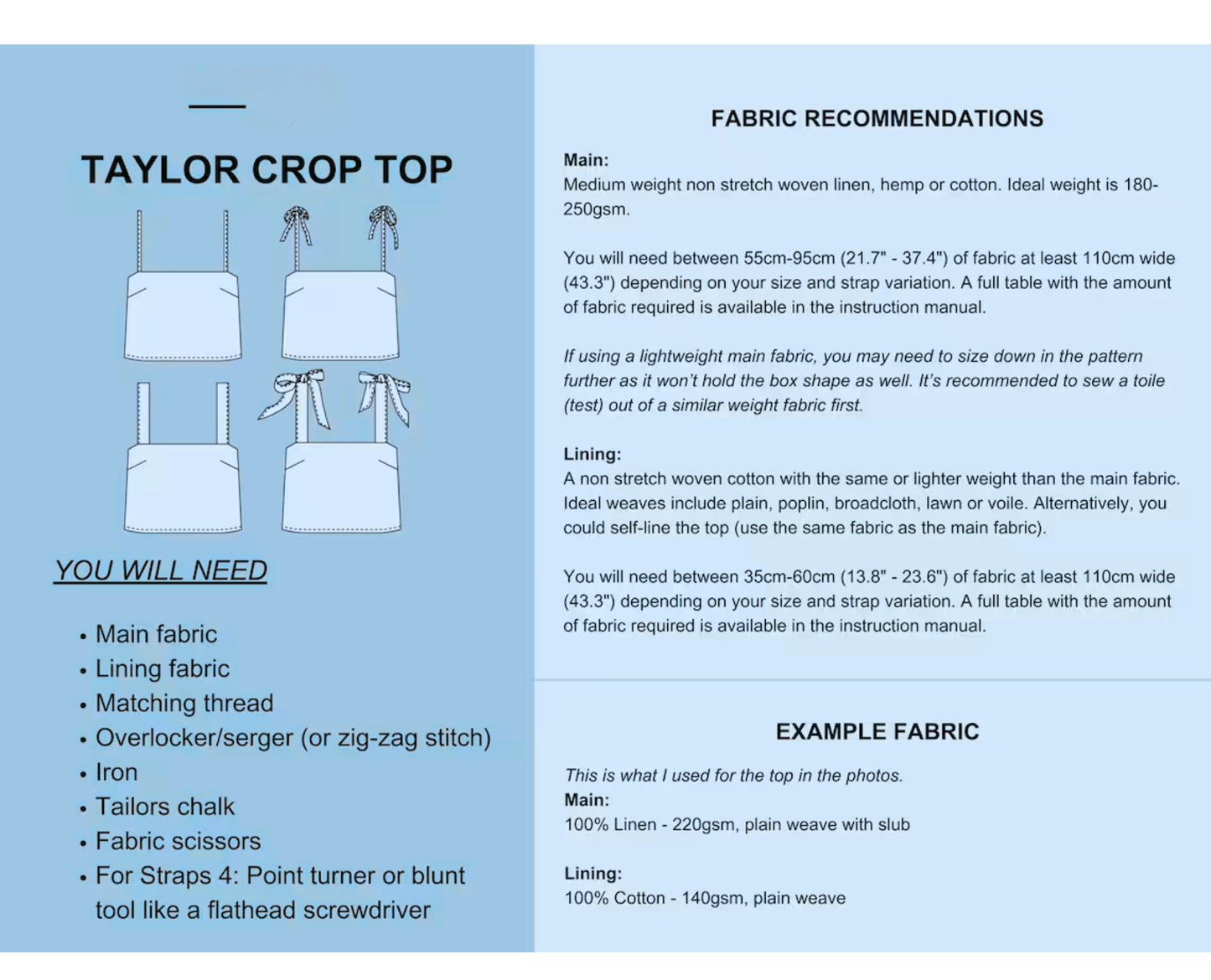 Taylor Linen Tank Top - PDF Sewing Pattern
